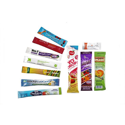 Finished stick-pack products including sugar and drink mixes